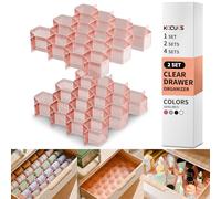 Honeycomb Separator Adjustable Drawer Organizer Divider for Underwear Belt-Scarf Socks Organizer (Pink(2pcs))