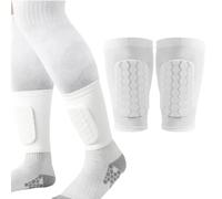 Honeycomb Short Football Shin Guards for Kids Youth Adults, Ankle Shin Guards, Lightweight Padded Calf Pads (White,L)