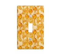 Honeycomb Single Light Switch Cover Plate, Organic Natural Droplets Hexagons Summer Yellow Plastic Standard Size Decorative Wall Plates for Bedroom Bathroom Kitchen Entrance Decor (Single)