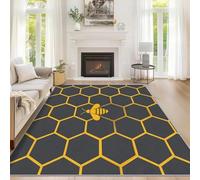 Honeycomb Small Rugs for Bedroom 60 x 90 cm, Hexagon Geometric Bee Mats and Rugs, Non Slip Soft Low Pile Indoor Door Mat, Machine Washable Rug, Home Decor Carpet ZY&L12
