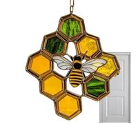 Honeycomb Sun Catcher | Bee Window Hanging Pendant | Acrylic Bee Decorations For Home | Honey Bee Sun Catcher For Window Garden Balcony Indoor Outdoor Use
