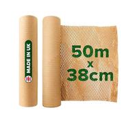 Honeycomb Sustainable thick Paper Packaging Roll 38 cm x 50 m, Eco-Friendly* Brown Craft bubble wrap cushioning for Breakables, Packing, Fragile, Shipping, Moving House, Gift. Proudly made in the UK