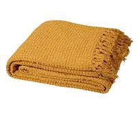 HONEYCOMB THROWS BLANKET THROW BED LIVINGROOM SOFA SOFT LUXURY COUCH DECOR NEW (MUSTARD, 90 x 100(229 x 254cm))