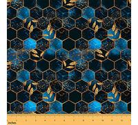 Honeycomb Upholstery Fabric for Chairs Blue Marble Fabric by The Yard for Kids Modern Marble Aesthetic Decor Waterproof Outdoor Fabric Geometrical Gold Blue Black Outdoor Fabric 5 Yards (L460*W150cm)