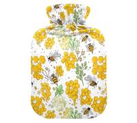 Honeycombs Bees Bright Hot Water Bottles with Soft Cover Hot Water Bag for Hot and Cold Compress Medium