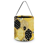 Honeycombs Floral Stripes Polka Dots Large Easter Basket Candy Bags Canva Tote Bag Portable Hallowee Bucket