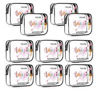 Honeydak 10 Pcs Clear Makeup Bag Inspirational Women Gifts You Are Amazing Remember That Pouch Motivational Quotes Waterproof PVC Cosmetic Bags for Friend Sister Nurse Gift Travel Organization