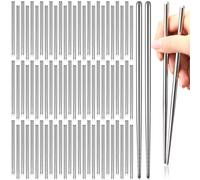 Honeydak 100 Pairs Metal Chopsticks Bulk 8.2 Inch Reusable Stainless Steel Chopsticks Dishwasher Safe Non-slip Lightweight Korean Cutlery Set Individually Wrapped Classic Style for Dinner Restaurant