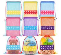 Honeydak 12 Pcs Beach Toy Mesh Bag Sand Toys Drawstring Backpack Bulk Large Seashell Beach Party Favor Travel Mesh Swim Bags for Girls End of Year Student Gifts Undersea Birthday Party Supplies