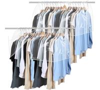 Honeydak 2 Pack Clear Vinyl Storage Closet Garment Cover 36"x 22"x 18" Large Dustproof Clothe Covers Protecting Dust for Hanging PVC Shoulder Cover Dress Suits Coat Clothe Protectors for Closet
