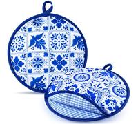 Honeydak 2 Pcs 10 Inch Tortilla Warmer Pouch, Mexican Talavera Pattern Microwavable Insulated Cloth Pouch for Tortillas, Tacos, Naan, and Pizza Rolls