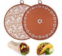 Honeydak 2 Pcs 12 Inch Tortilla Warmer Pouch, Mexican De Barro Talavera Pottery Pattern Microwavable Insulated Cloth Pouch Holder for Tortillas, Tacos, Naan, and Pizza Rolls, 2 Styles