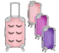 Honeydak 3 Pcs Mini Plastic Suitcase False Eyelashes Tray Luggage Trolley Candy Box Clear Suitcase Packaging Case Party Favor Box for Jewelry Cosmetic Hairpins Storage(Romantic,4.7 x 2.8 x 1.3 Inch)