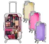 Honeydak 3 Pcs Mini Plastic Suitcase False Eyelashes Tray Luggage Trolley Candy Box Clear Suitcase Packaging Party Box for Jewelry Cosmetic Hairpins Storage (Bright Color,4.7 x 2.8 x 1.3 Inch)