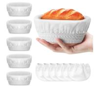 Honeydak 6 Pcs Cotton Rope Banneton Bread Proofing Basket Sets Round Sourdough Bowls with Two Liners for Artisan Sourdough Bread Making Handmade Kitchen Professionals(6.5",White)