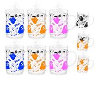 Honeydak 6 Pcs Halloween Color Changing Coffee Mugs 16 oz Color Changing Ghost Cups Glass Mugs with Handle Spooky Ghost Coffee Cups Halloween Party Decor Gifts for Women