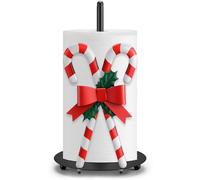 Honeydak Christmas Candy Cane Paper Towel Holder Metal Christmas Kitchen Bathroom Decor Accessories Rustic Candy Cane Dispenser Kitchen Paper Holder Stand for Countertop Toilet Home