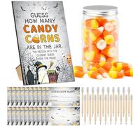 Honeydak Guess How Many Candy Corns Halloween Party Game 50 Guessing Cards 20 Pencils 1 Jar 1 Standing Sign Halloween Baby Shower Party Game for Adults Guess How Many Candies are in The Jar