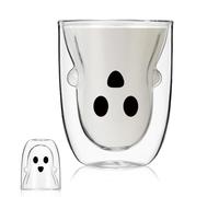 Honeydak Halloween Ghost Coffee Cup Cute Tea Milk Mug Double Wall Insulated Cup Nice Gift for Women, Men and Office People (Clear,Classic)