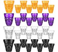 Honeydak Halloween Skull Party Favor Shot Glasses 1.86 oz/ 55 ml Unbreakable Skull Shot Cups Plastic Halloween Cups for Spirits Vodka Halloween Party Decoration Supplies (32)