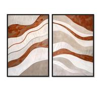 Honeyed Ripples Duo Canvas Print Abstract Boho Art Set by Art Remedy, Black Frame, 10 x 15