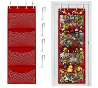 Honeyera Over Door Organizer for Stuffies, Baby Accessories, and Toy Plush Storage - Easy Installation with Breathable Hanging Storage Pockets (SuperHero Red)
