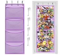 Honeyera Plush Storage (Patent Pending) - Plush Hammock Net Over Door Organizer for Stuffies, Baby Accessories, Toy/Hammock Hanging Storage Big Girls Toddler Large Bag Animals (Purple)