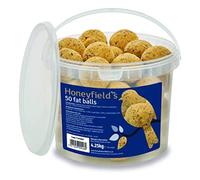 Honeyfield’s - Suet Balls for Wild Birds, High Energy Suet Feed, Delicious and Nutritious, Great for Hanging Feeders, Attracts Birds to Gardens All Year Round (Tub of 50)