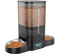 HoneyGuaridan Automatic Cat Feeder for 2 Cats, Equally Distributed Cat Feeder Timer Dispenser with 4-stage Seal Lock Fresh, 10s Voice Recording, Up to 6 Meals a Day - for Multi-Cats & Dogs (5L)