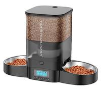 HoneyGuaridan Automatic Cat Feeder for 2 Cats, Equally Distributed Cat Feeder Timer Dispenser with 4-stage Seal Lock Fresh, 10s Voice Recording, Up to 6 Meals a Day - for Multi-Cats & Dogs(3.5L)