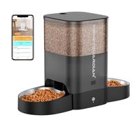 HoneyGuaridan - Automatic Cat Feeder for Two Cats, 5G WiFi Smart Feed Pet Feed with Stainless Steel Bowl, App Control Dispenser, Dual Power Supply, Bag