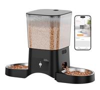 HoneyGuaridan Automatic Cat Feeder with 5G/2.4G WiFi,3.5L Programmable Automatic Feeder 2 Cats,APP Control Cat Food Dispenser,10s Accompanying Recording,Dual Power Supply,Four Anti-Slip Feet