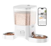 HoneyGuaridan Automatic Cat Feeder with 5G/2.4G WiFi,3.5L Programmable Automatic Feeder 2 Cats,APP Control Cat Food Dispenser,10s Accompanying Recording,Dual Power Supply,Four Anti-Slip Feet