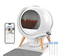 HoneyGuaridan Self Cleaning Cat Litter Box,IPX5 Waterproof Automatic Cat Litter Box,App Control, Odourless, Integrated Safety Protection, Water Rinsable and Easy to Clean, for Multiple Cats,5G WiFi