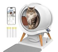 HoneyGuaridan Self Cleaning Cat Litter Box with APP Control, Waterproof Automatic Cat Litter Tray, Smart Robot Litter Box, Safety Protection 0 Risk, Odor-Free, 63L Large-Open for Multi-Cats 3-33lb