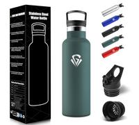 HoneyHolly Children's Water Bottle, 500 ml, BPA-Free, Drinking Bottle with Straw, Leak-Proof Insulated Flask, Double-Walled, Stainless Steel, Thermos Flask for School, Travel, Jogging - Army Green