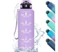 HoneyHolly Drinking Bottle 1.5 Litres, Leak-Proof, Sports Water Bottle, Motivational with Time Marking, Water Bottle with Filter, Suitable for Carbonated Drinks, for Fitness, Hiking, Outdoor, Gym