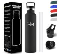 HoneyHolly Drinking Bottle 1 L Stainless Steel BPA-Free Leak-Proof Insulated Flask Double-Walled Insulated Flask with Straw Suitable for Carbonated Drinks