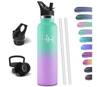 HoneyHolly Drinking Bottle 1 Litre, BPA-Free, Stainless Steel, Thermos Flask, Leak-Proof Insulated Flask, Double-Walled, Water Bottle, Thermos Flask, with Straw, Suitable for Carbonated Drinking