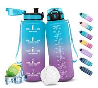 HoneyHolly Drinking Bottle 1500 ml, Leak-Proof with Time Marking, Water Bottle, Drinking Bottles with Filter, Suitable for Carbonated Drinks, Water Bottle for Hiking, Running, Cycling