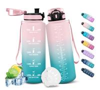 HoneyHolly Drinking Bottle 1500 ml, Leak-Proof with Time Marking, Water Bottle, Drinking Bottles with Filter, Suitable for Carbonated Drinks, Water Bottle for Hiking, Running, Cycling