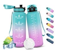 HoneyHolly Drinking Bottle 1500 ml, Leak-Proof with Time Marking, Water Bottle, Drinking Bottles with Filter, Suitable for Carbonated Drinks, Water Bottle for Hiking, Running, Cycling