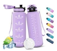 HoneyHolly Drinking Bottle 1500 ml, Leak-Proof with Time Marking, Water Bottle, Drinking Bottles with Filter, Suitable for Carbonated Drinks, Water Bottle for Hiking, Running, Cycling