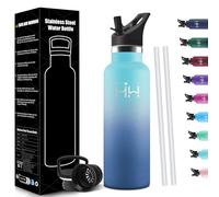 HoneyHolly Drinking Bottle 750 ml, BPA-Free, Stainless Steel, Leak-Proof Insulated Flask, Double-Walled, Stainless Steel Water Bottle, with Straw, Thermos Flask, Suitable for Carbonated Drinks