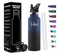 HoneyHolly Drinking Bottle 750 ml, BPA-Free, Stainless Steel, Leak-Proof Insulated Flask, Double-Walled, Stainless Steel Water Bottle, with Straw, Thermos Flask, Suitable for Carbonated Drinks