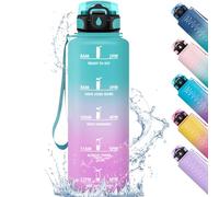 HoneyHolly Sports Water Bottle, 1.5 L, with Time Marking, Water Bottle, Leak-Proof, Sports Bottle, Carbonated Drinking Bottle, Suitable for Hiking, Running, Cycling