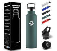 HoneyHolly Stainless Steel Water Bottle, 750 ml, BPA-Free, Double-Walled Vacuum Insulated, Stainless Steel Water Bottle with Straw, Insulated Bottle for School, Travel, Jogging - Army Green