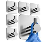 HoneyHolly Towel Rail No Drilling Pack of 6 - Towel Rail, Stainless Steel for Heavy Duty, Self-Adhesive Hooks, No Drilling, Towel Holder for Kitchen, Bathroom, Toilet, Office