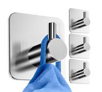 HoneyHolly Towel Rail No Drilling Required, Pack of 4 - Towel Rail, Stainless Steel for Heavy Duty, Self-Adhesive Hooks, No Drilling, Towel Holder for Kitchen, Bathroom, Toilet, Office