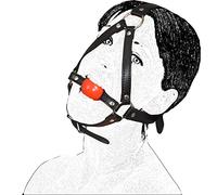 Honeylust - BDSM Mouth Gag with Gag Ball Head Harness, Silicone Ball Gag Faux Leather Adjustable, Bondage Gag for Couples Fetish SM